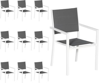 Happy Garden Happy Garden - Juego De 10 Sillas Tapizadas De Aluminio Blanco Textileno Gris