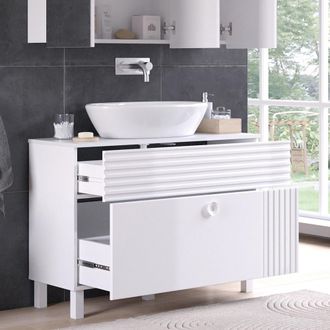 Vicco Mueble Bajo Lavabo Sola, Blanco, 100.2 X 72.4 Cm Con 2 Cajones