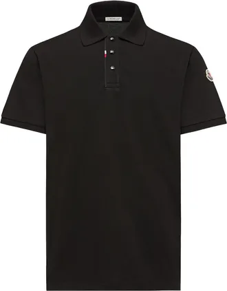 Moncler Moncler Logo Cotton Piquet Polo Shirt, Men, Black, Size: 3xl