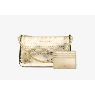 Michael Kors Gold Canvas Clutch Womens Bag