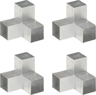 vidaXL Connettori per Pali a Forma di y 4 pz Metallo Zincato 91x91 mm - Vidaxl