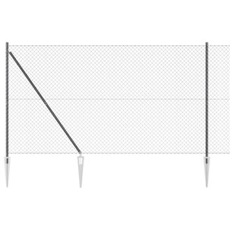 Berkfield Home Chain Link Fence with 13 Spike Posts 1.6x25 m Galvanised Steel in Grey