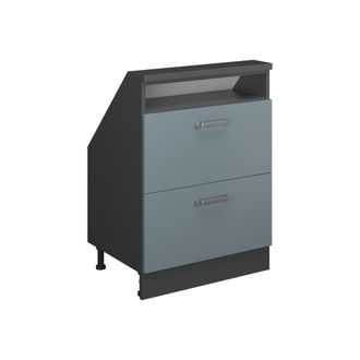 Vicco Armario De Cocina Para Techo Inclinado R-line, Gris Azulado/antracita, 60 Cm Con 2 Cajones, Vicco