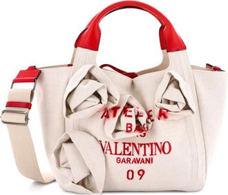 Valentino Garavani Rose Blossom Atelier canvas medium shopper - Beige