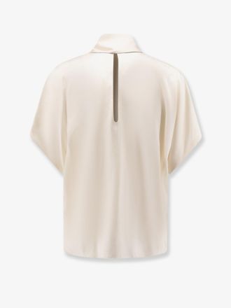 Brunello Cucinelli Womens Silk Top Beige T-Shirts & Jerseys