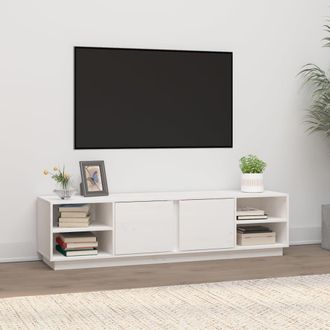 vidaXL Mueble De Tv Madera Maciza De Pino Blanco 156x40x40 Cm Vidaxl