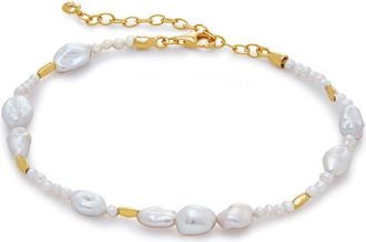 Monica Vinader Scatter pearl bracelet - women - Keshi Pearls/Recycled Silver/Recycled 18kt Gold Vermeil - One Size