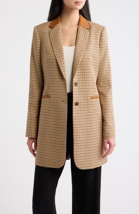 Tahari by ASL Plaid Topper with Faux Suede Trim in Ivory Luggage Black at Nordstrom, Size 12