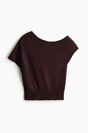 H&M Fine-knit One-shoulder Top in Dark Brown at Nordstrom, Size Xx-Small