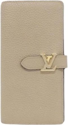Louis Vuitton Pre-owned Vertical Wallet Taurillon Calfskin Long Wallet - Dames - Vintage Accessoires - Beige - ONE Size - Leer - Vintage