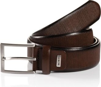 Monti Lederg&uuml;rtel MONTI SALZBURG, Herren, Gr. 11,5, braun, Materialmix, unifarben, G&uuml;rtel Lederg&uuml;rtel, mit silberfarbener Schliesse