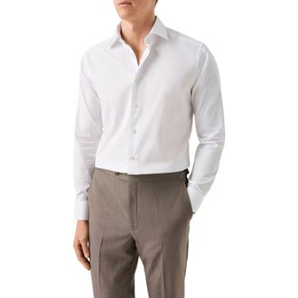 Eton Slim Fit Solid Cotton Dress Shirt in White at Nordstrom Rack, Size 14.5