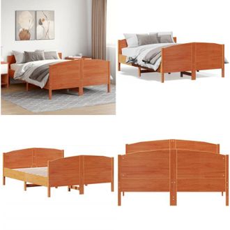 vidaXL Letto senza Materasso Marrone Cera 135x190 cm in Legno di Pino - Letto senza materasso - Letto in pino
