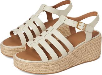 FitFlop PLATFFORMS Espadrille Leather Fisherman Wedge Sandals Womens Wedge Shoes Paris Beige : 10 M (B)