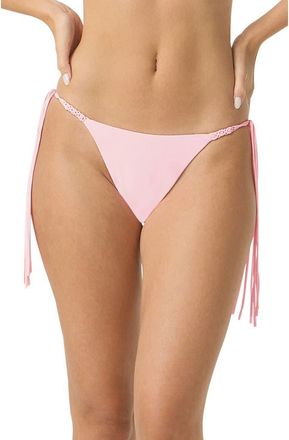 PQ Swim Macram&eacute; Tie Side Bikini Bottoms in Pitaya at Nordstrom, Size Medium