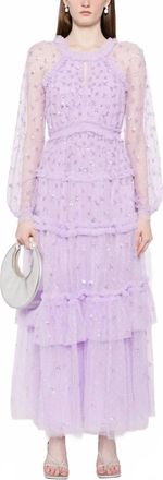 Needle & Thread Sequin Kisses Ankle Gown In Periwinkle Purple