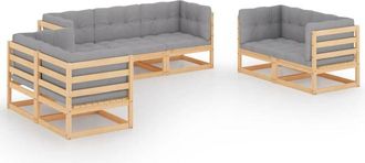 vidaXL Muebles De Jard&iacute;n 7 Piezas Con Cojines De Madera De Pino Maciza Vidaxl