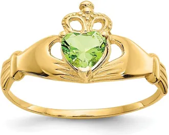 Diamond2Deal 14k Yellow Gold Cubic Zirconia Claddagh Heart Ring
