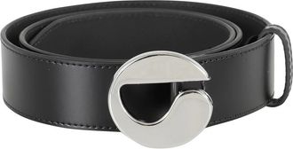 Coperni Belts, female, Black, S, Black Leather Logo Belt