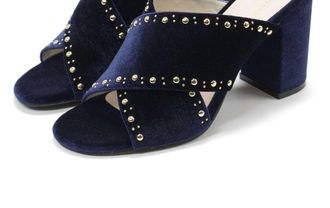 Cole Haan Womens Gabby Studded Slip-On Sandals In Blue Velvet