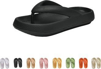 Generic Cloudies Flip Flops for Women,Soft Comfy Cloud Slides Non-sli,Flip Flops Summer for Indoor and Outdoor,Sandals (Black, Adult, Women, 6.5, Numeric Rang