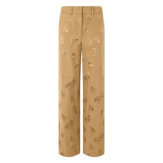 Veronica Beard Rechte broek in bloemenjacquard - Dames - Broeken - Beige - Maat: S Katoen