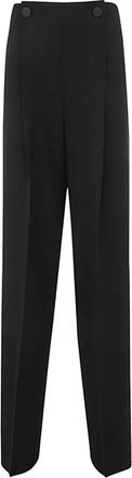 Max Mara Amedea Wide Leg Smoking Broek - Dames - Straight fit broeken - Zwart - 2XS - Broeken
