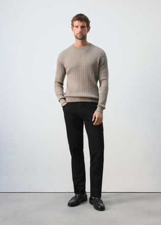Mango Pullover misto cotone e lyocell maglia intrecciata grigio visone - Uomo - XXL - MANGO MAN
