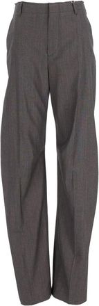 Maison Margiela Wijde broek - Dames - Straight fit broeken - Grijs - S - Katoen - Broeken