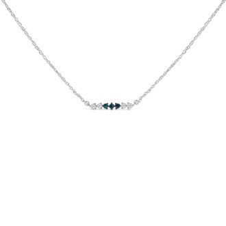House of Brilliance Sterling Silver 1/5 Cttw White and Blue Diamond 6 Stone Bar Necklace