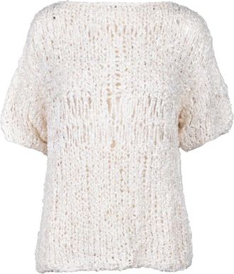 Wild Cashmere Zijden Gebreide Trui - Dames - Ronde hals truien - Wit - XS - Truien & Vesten