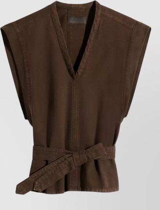 Christophe Lemaire sleeveless v neck top belted waist