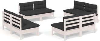 vidaXL Muebles De Jard&iacute;n 8 Piezas Con Cojines Antracita Madera Pino Vidaxl