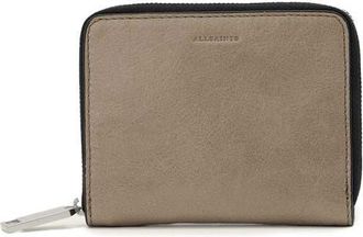 AllSaints Lena Hex Leather Zip Wallet in Pebble Grey at Nordstrom