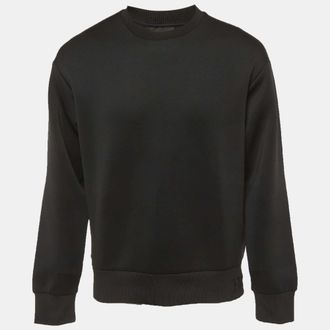 Emporio Armani Black Technical Jersey Logo Embroidered Sweatshirt