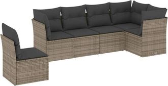 vidaXL Vidaxl - Set De Muebles De Jard&iacute;n 6 Pzas Y Cojines Rat&aacute;n Sint&eacute;tico Gris