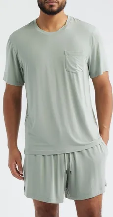Daniel Buchler Stretch Modal & Silk Sleep T-Shirt in Sage at Nordstrom, Size Xx-Large