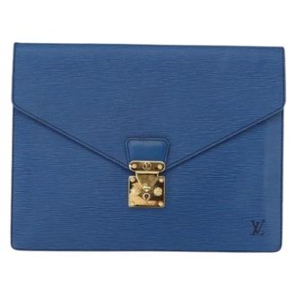 Louis Vuitton Pre-owned Clutches, unisex, Blue, Size: ONE SIZE Pre-owned Porte-documents Senateur Bag