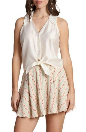 Avec Les Filles Sleeveless Tie Front Top in Off White at Nordstrom, Size X-Small