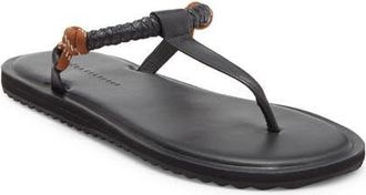 Freda Salvador Knotted T-Strap Sandal in Chocolate Rope Combo at Nordstrom, Size 10.5