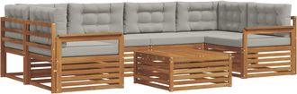 vidaXL Conjunto De Sof&aacute;s De Exterior 7 Uds. Gris Natural Y Claro Vidaxl