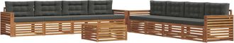 vidaXL Conjunto De Sof&aacute;s De Exterior 9 Uds. Natural Y Antracita Vidaxl