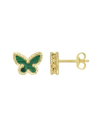 Italian Gold, Inc 14K Green Malachite Butterfly Earrings