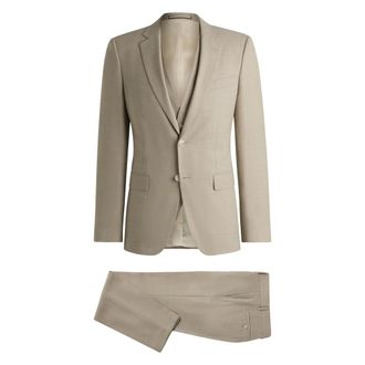 HUGO BOSS Single Breasted Suit - Heren - Pakken - Beige - Maat: XL