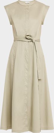 PESERICO Cap-Sleeve Stretch Cotton Midi Dress