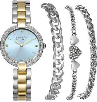 Jessica Simpson Two-Tone Bracelet Watch Set in Two Tone at Nordstrom Rack