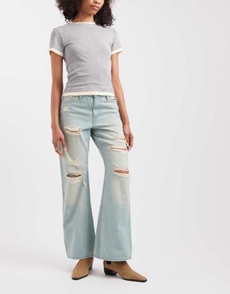 Levi's jeans denim loose boot middy con strappi lavaggio vintage chiaro-Blu