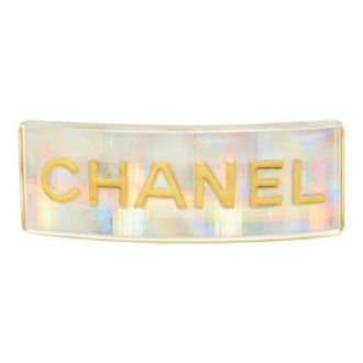 Chanel Pre-owned Logo Barrette Haaraccessoire - Dames - Pre-owned - Wit - Maat: ONE Size