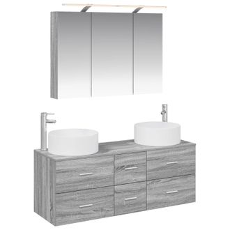 vidaXL Juego De Muebles De Ba&ntilde;o 4 Pcs Sonoma Gris Vidaxl