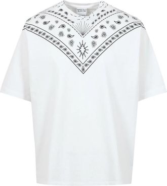 Marcelo Burlon Wit T-shirt met Bandana Print - Heren - T-shirts - Wit - L - Katoen - Tops